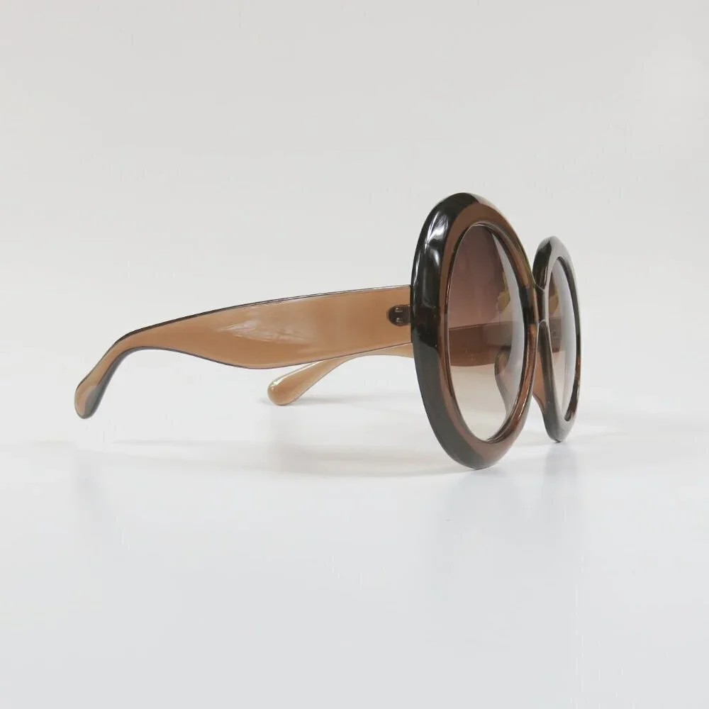 Vintage Round Sunglasses XL Frames - Oversize Retro 1970's 1960's - Caramel NEW - Picture 3 of 8